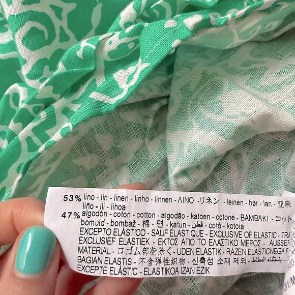 NWOT Zara Linen Blend Tropical Print Ruffled Dress Green 3/4 Sleeve Size M - Picture 13 of 13